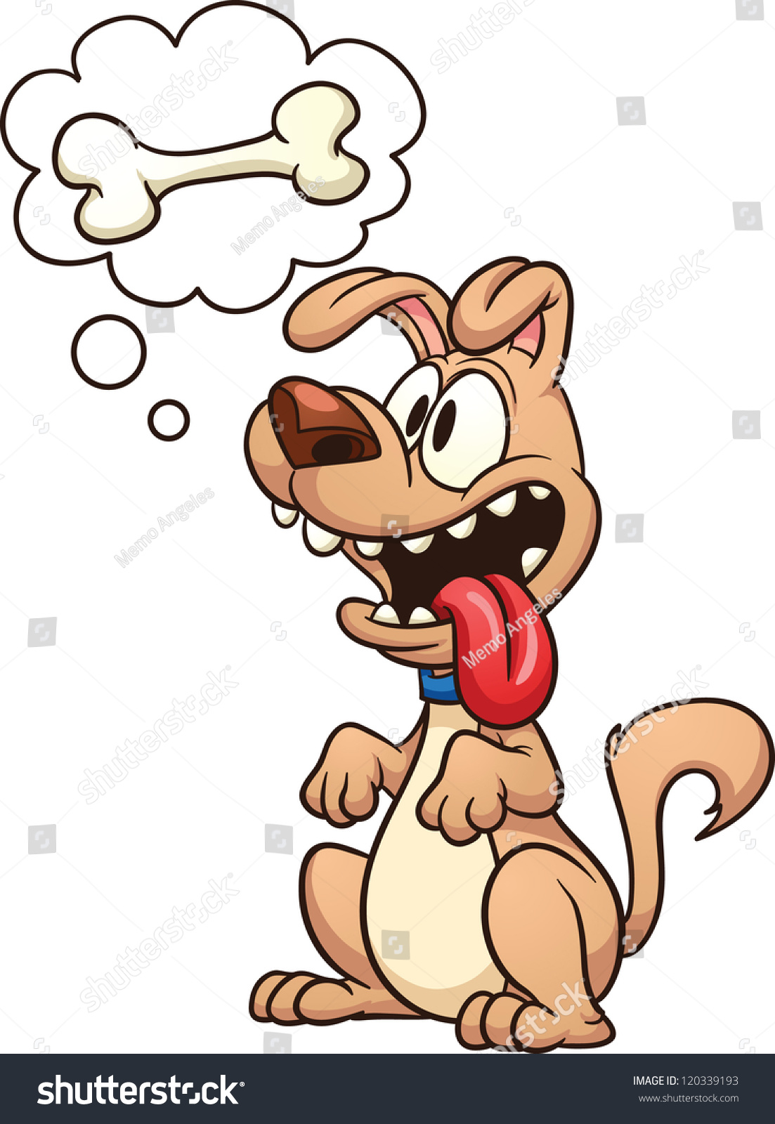 Hungry Cartoon Dog Vector Illustration Simple Stock Vector 120339193 