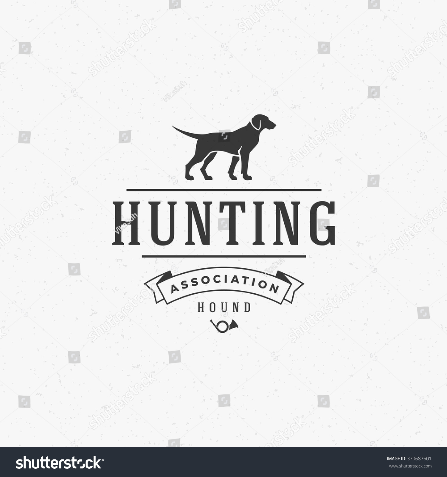 Hunting Club Logo Template Dog Silhouette Isolated On White Background