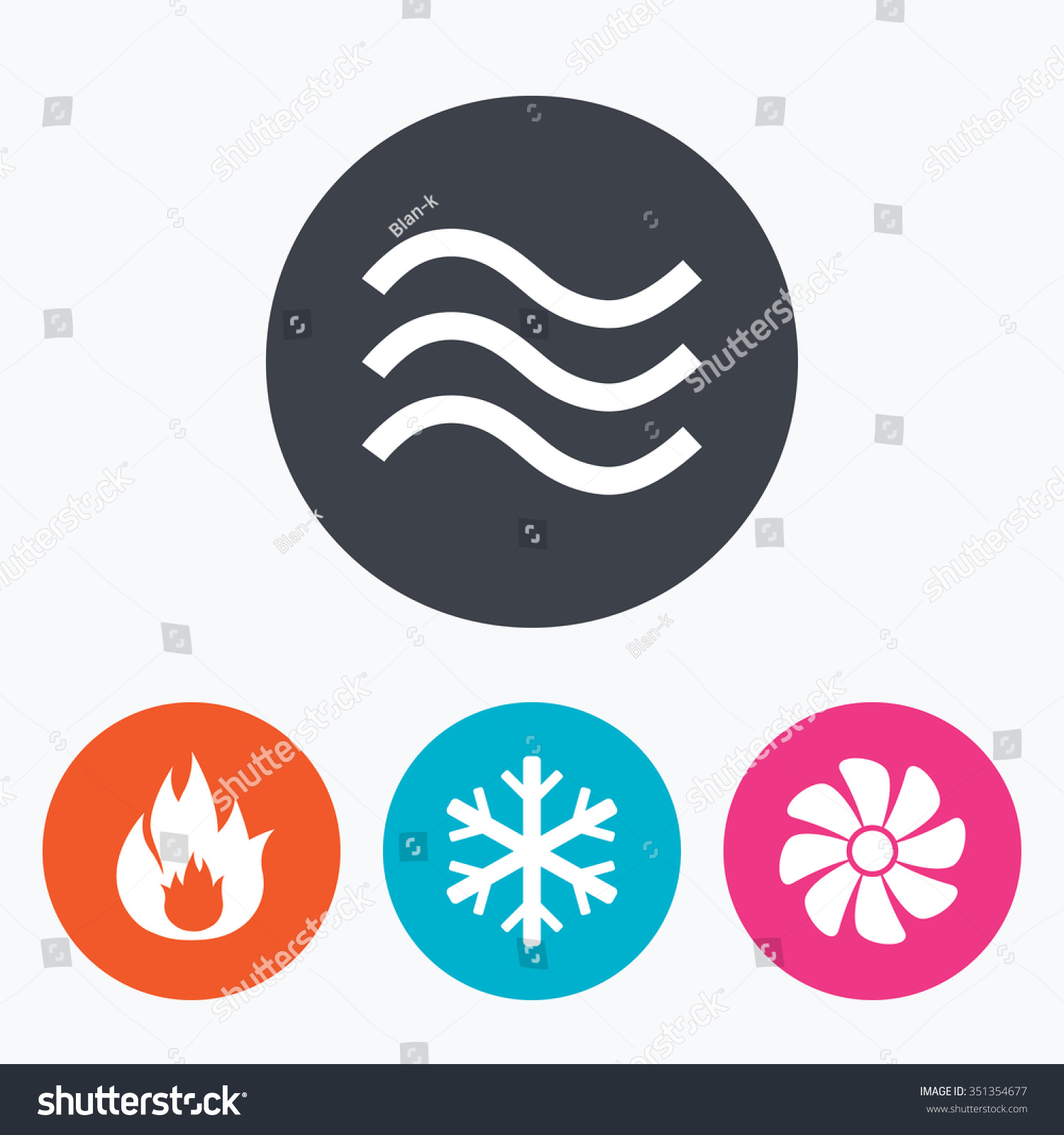 Hvac Icons. Heating, Ventilating And Air Conditioning Symbols. Water