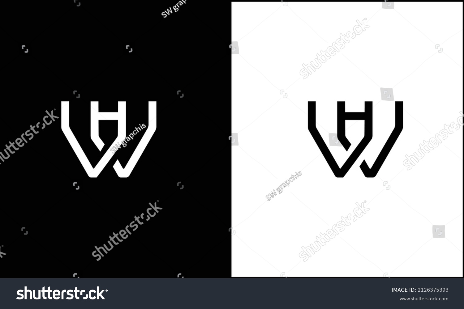 Hw Wh Abstract Letters Logo Monogram Stock Vector Royalty Free