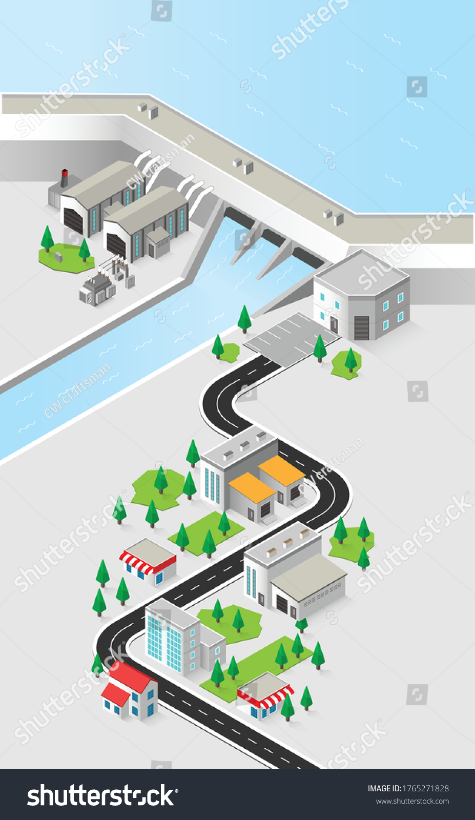 Hydro Power Plant Dam Hydro Turbine Stock Vector Royalty Free 1765271828