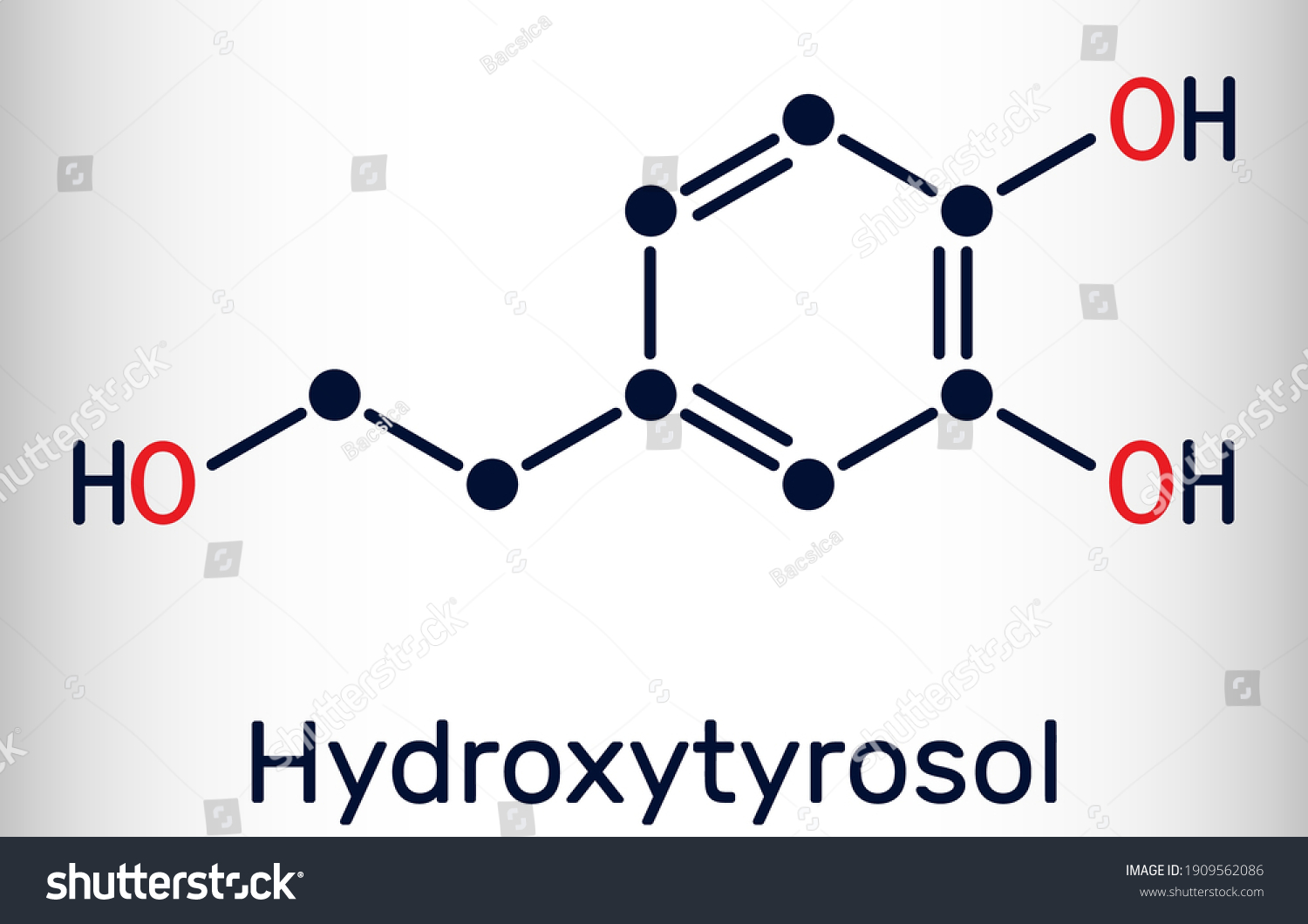 Hydroxytyrosol Molecule Catechol Phenolic Phytochemical Occurring Stock