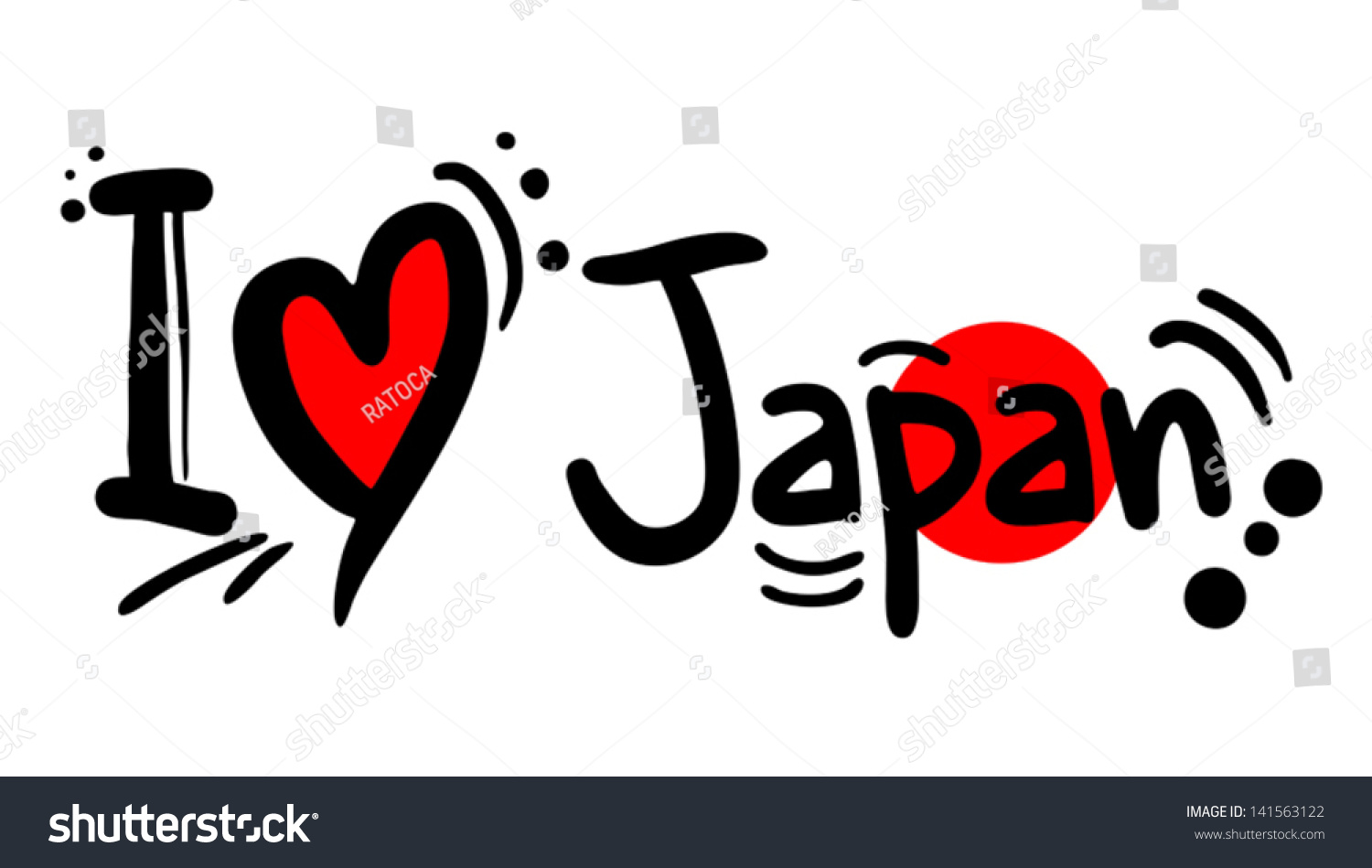 I Love Japan Stock Vector Illustration 141563122 : Shutterstock