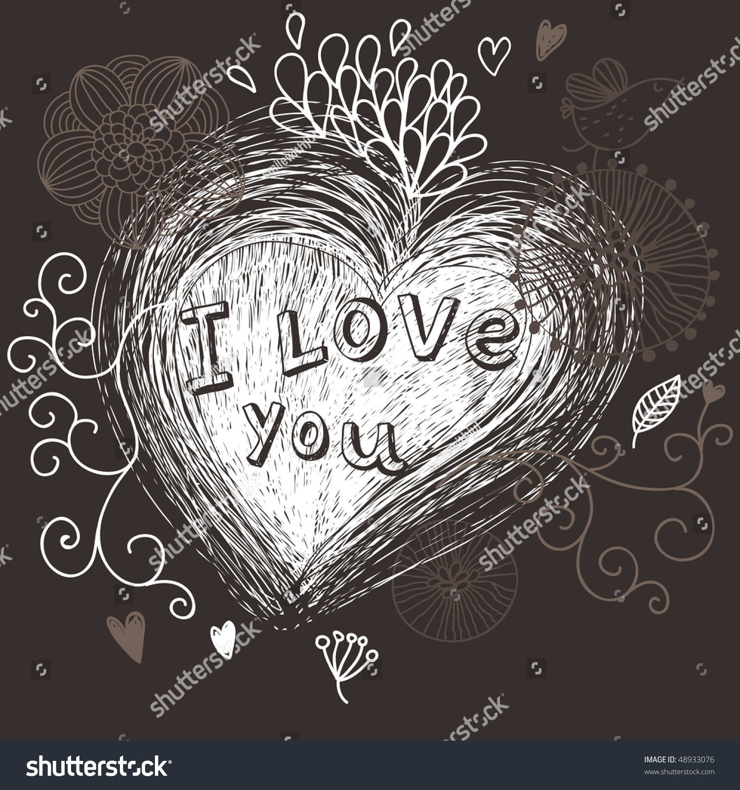 I Love You. Cartoon Retro Background Stock Vector Illustration 48933076