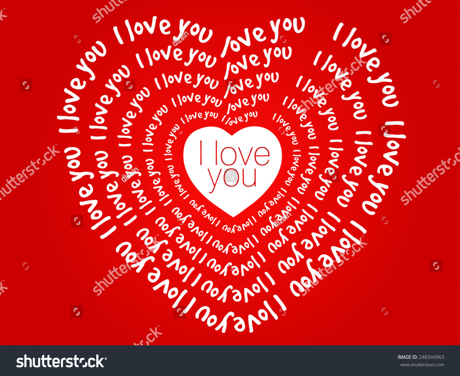 Love You Heart Valentines Day Greeting Stock Vector Royalty Free