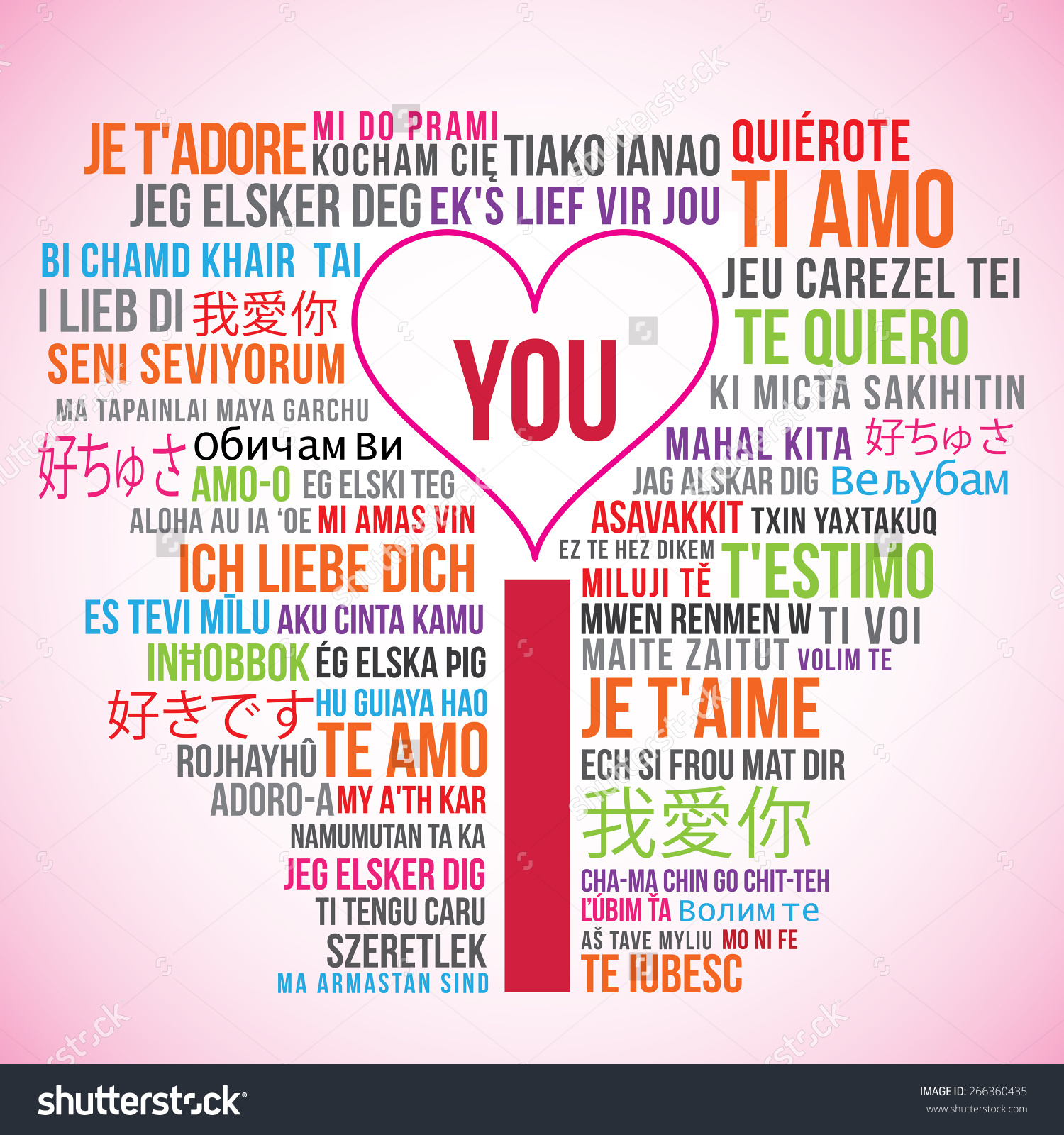 I love you translation word cloud with a pink heart. Preview. Save to a lightbox