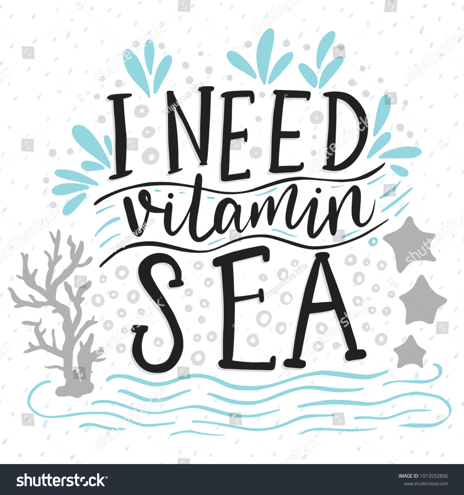 Need Vitamin Sea Vector Lettering Card Stock Vector Royalty Free