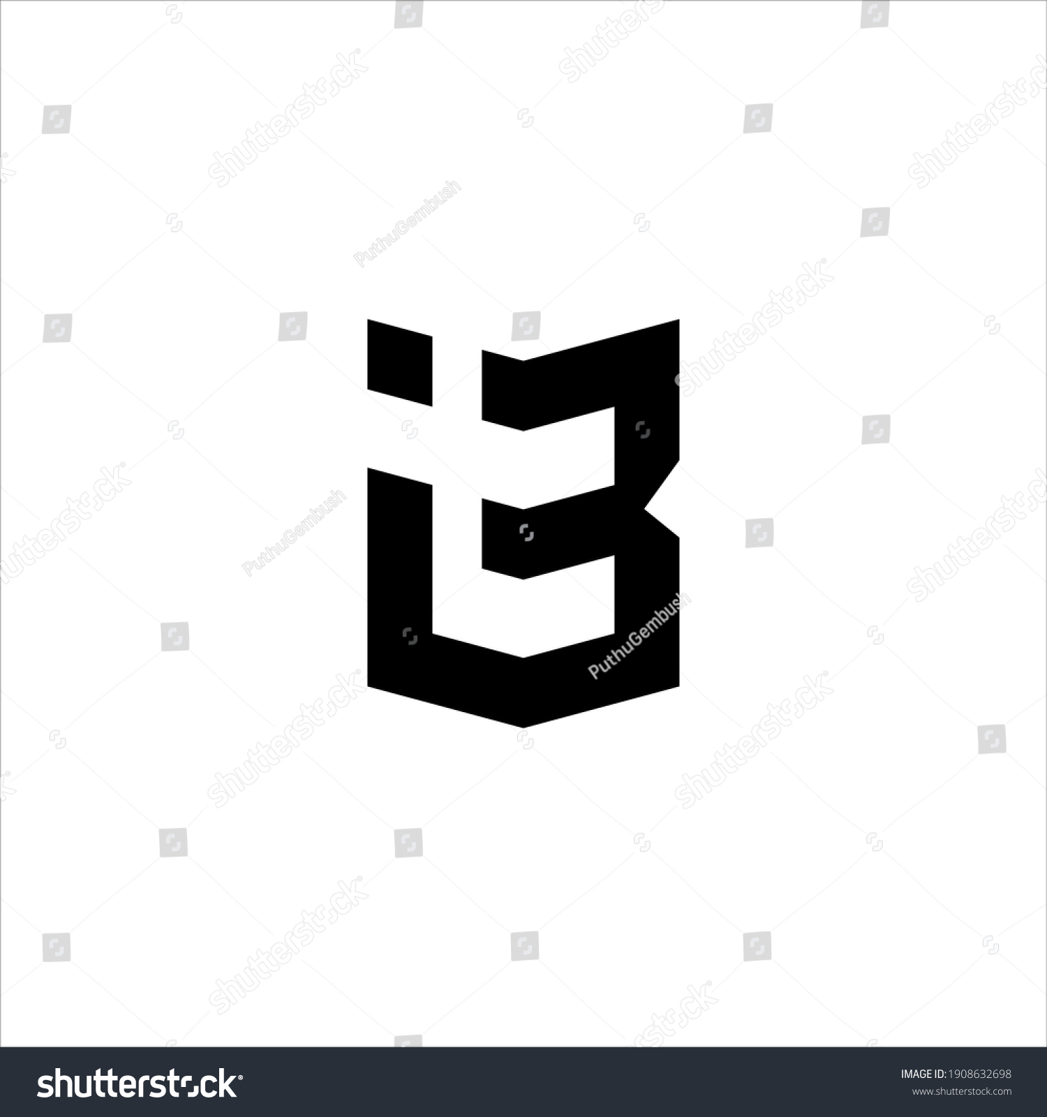 Ib Bi Letter Logo Design Vector Stock Vector Royalty Free 1908632698