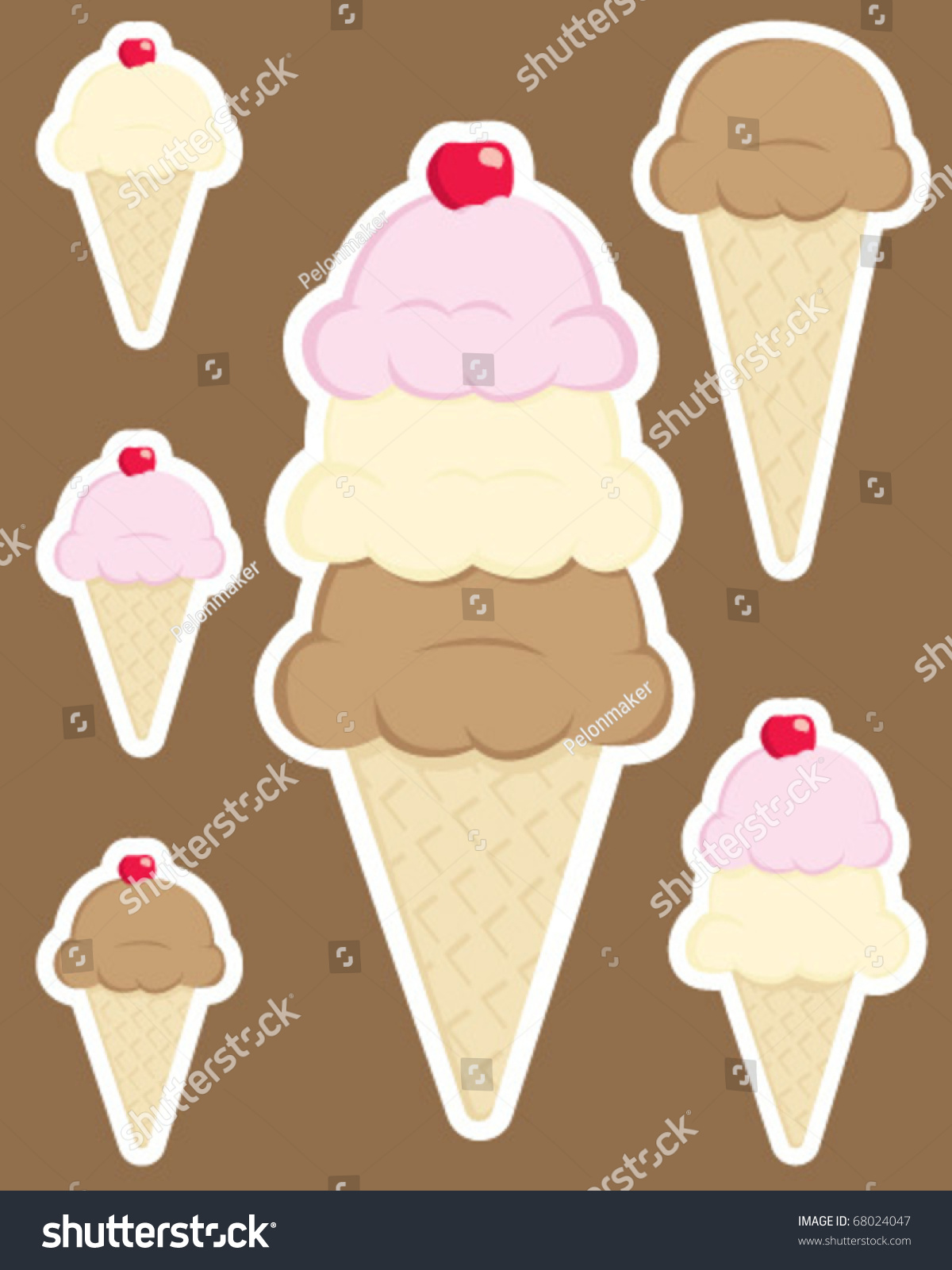 Ice Cream Sticker Set Stock Vector Illustration 68024047 : Shutterstock