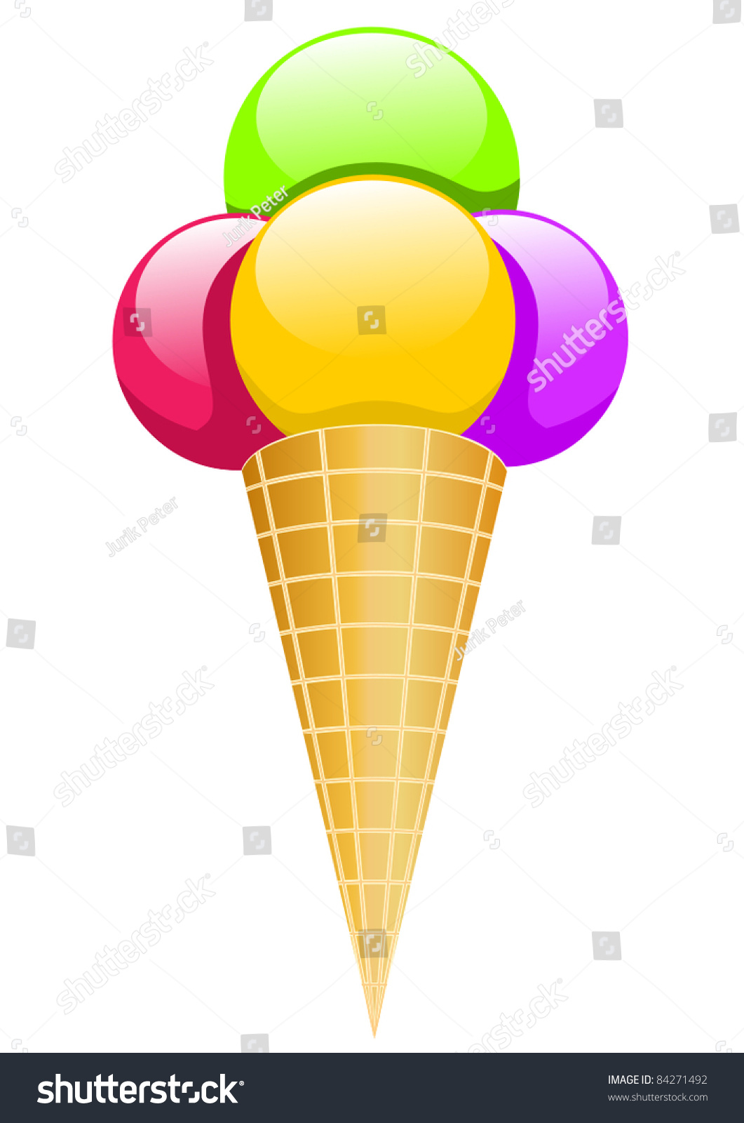 Ice Cream With Cone On White Background Stock Vector Illustration