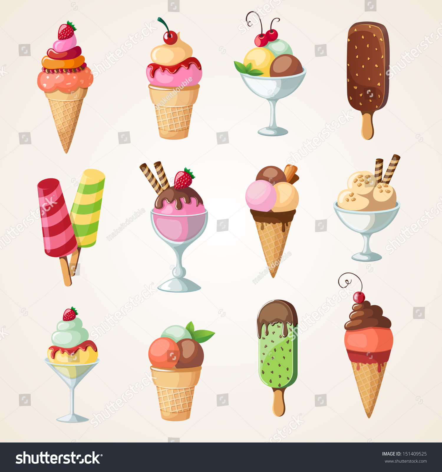 Ice Creams Collection Eps10 Vector Illustration - 151409525 : Shutterstock