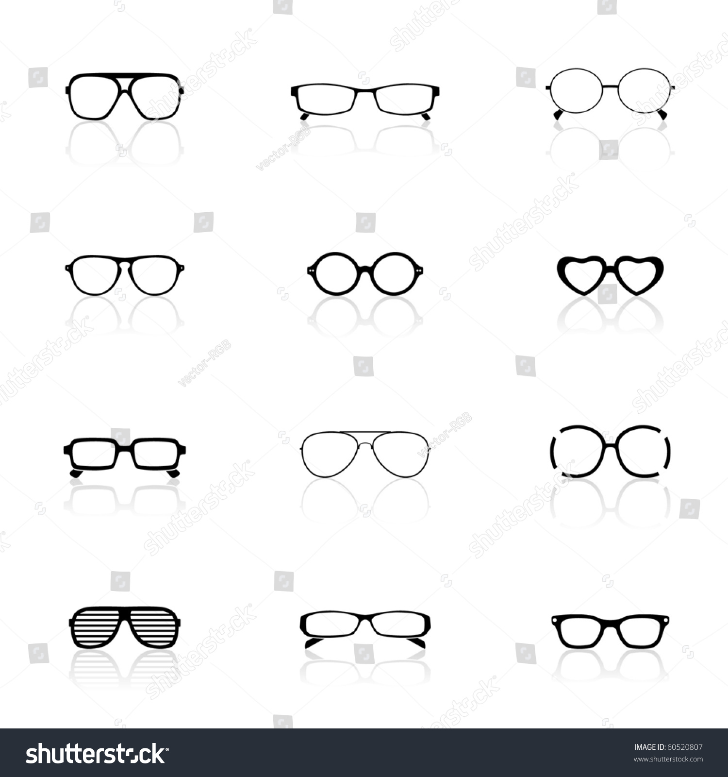 Icon Set Sunglasses Stock Vector Illustration 60520807 Shutterstock 7416