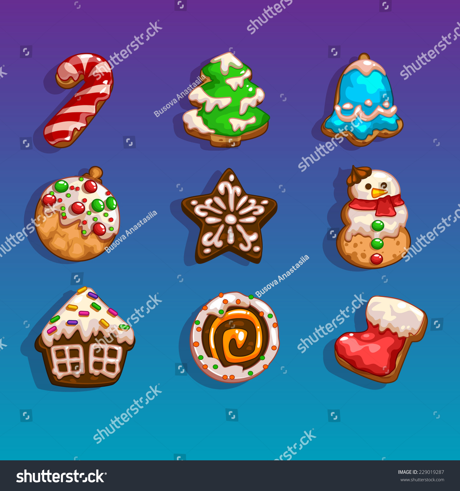 Icons For Games On The Theme Christmas (Cookies) Stock Vector