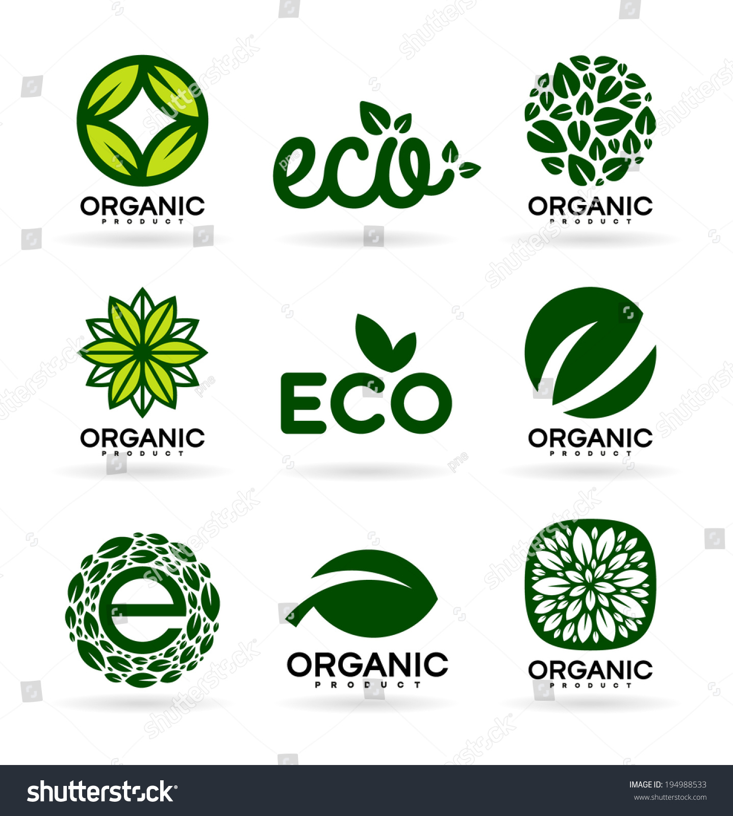 Icons Of Organic Products And Ecology. Eco Icons (15) Stock Vector 