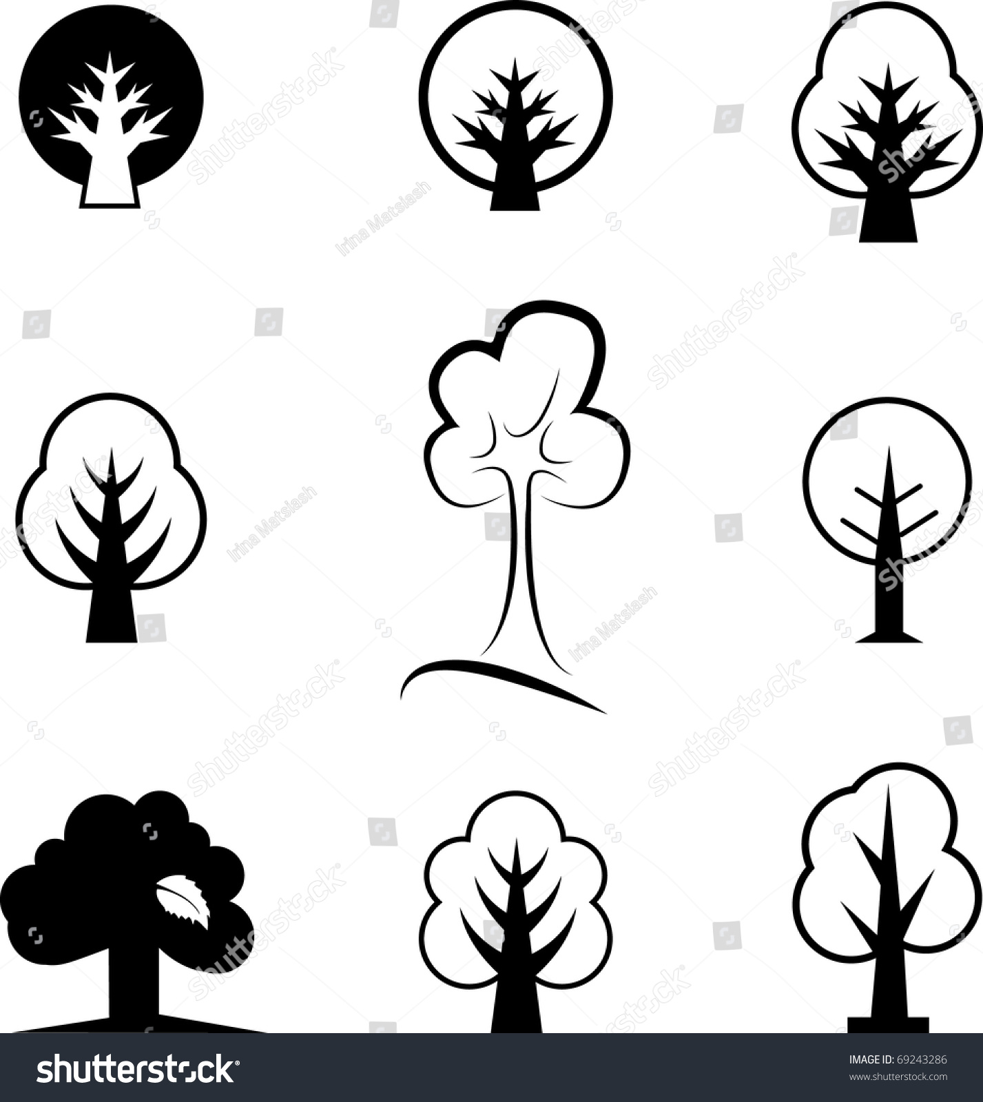 Icons Of Trees Stock Vector Illustration 69243286 : Shutterstock