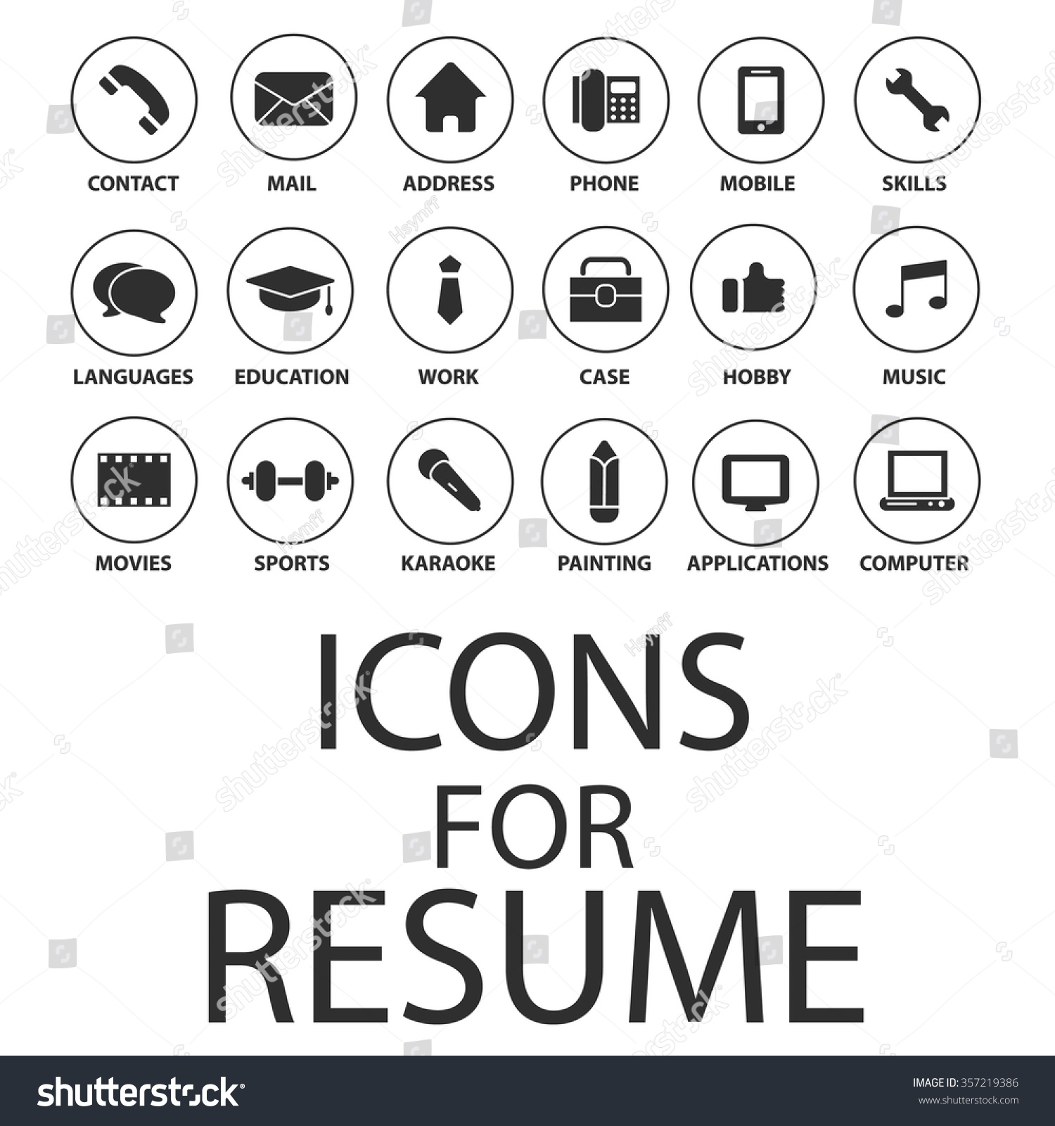 icons set your resume cv job stock vector 357219386