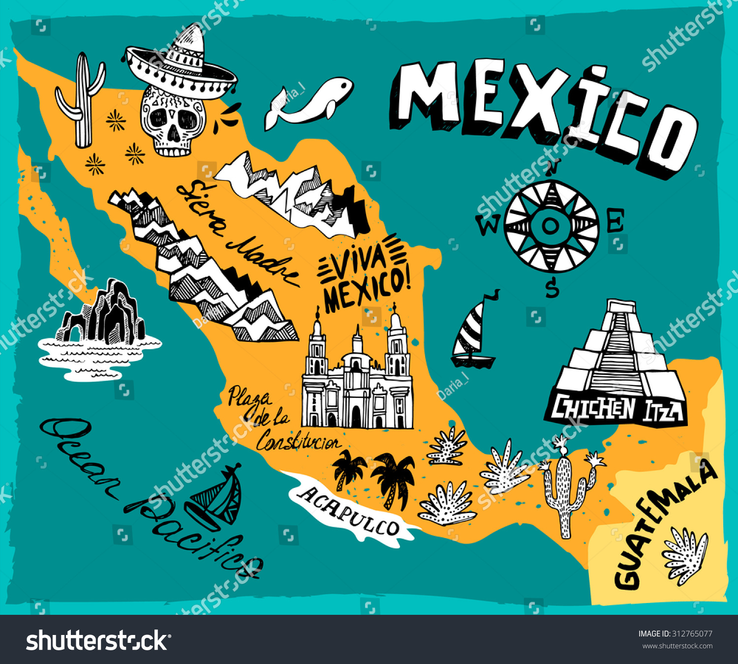 clipart map of mexico - photo #18