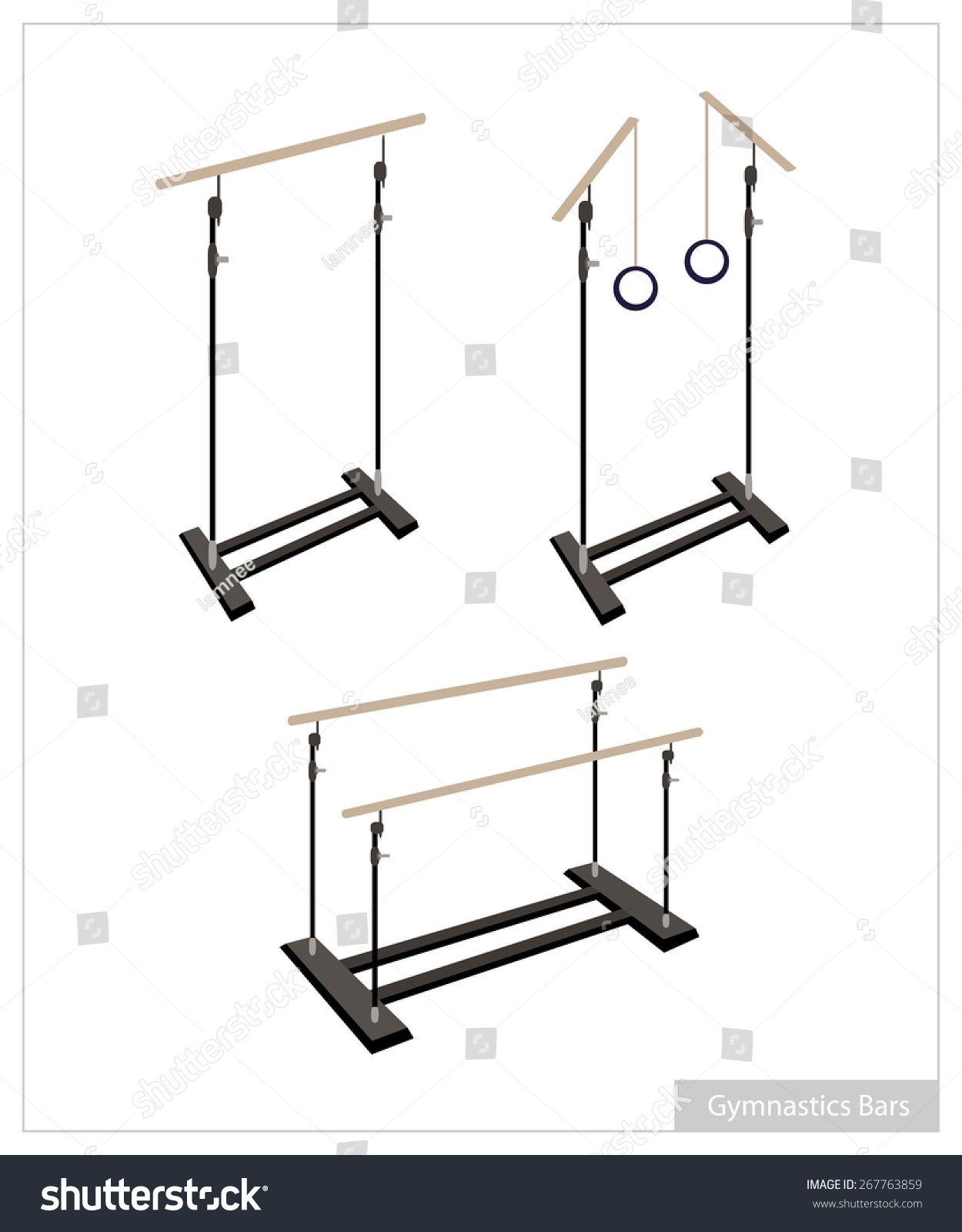 Illustration Collection Of Artistic Gymnastics Equipment Single Bar 