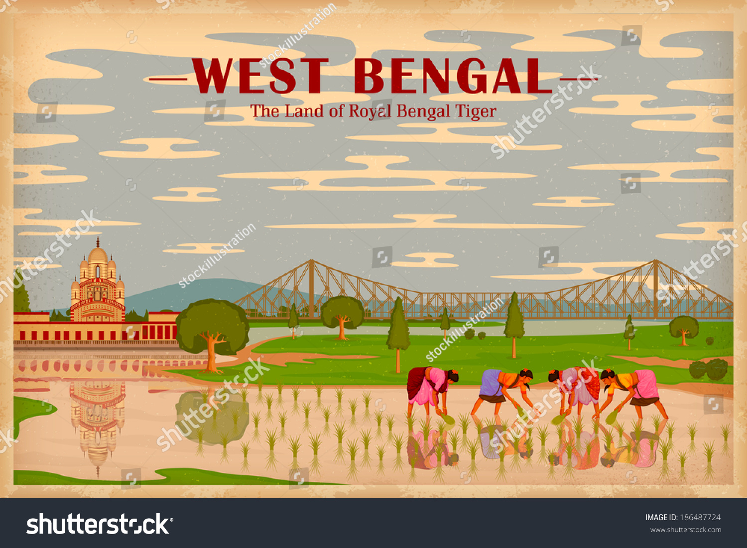 Illustration Depicting The Culture Of West Bengal, India - 186487724 