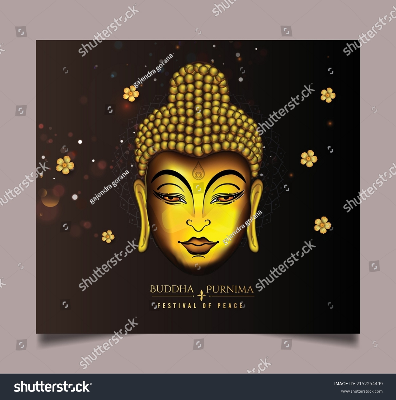 Illustration Buddha Purnima Vesak Day Golden Stock Vector Royalty Free