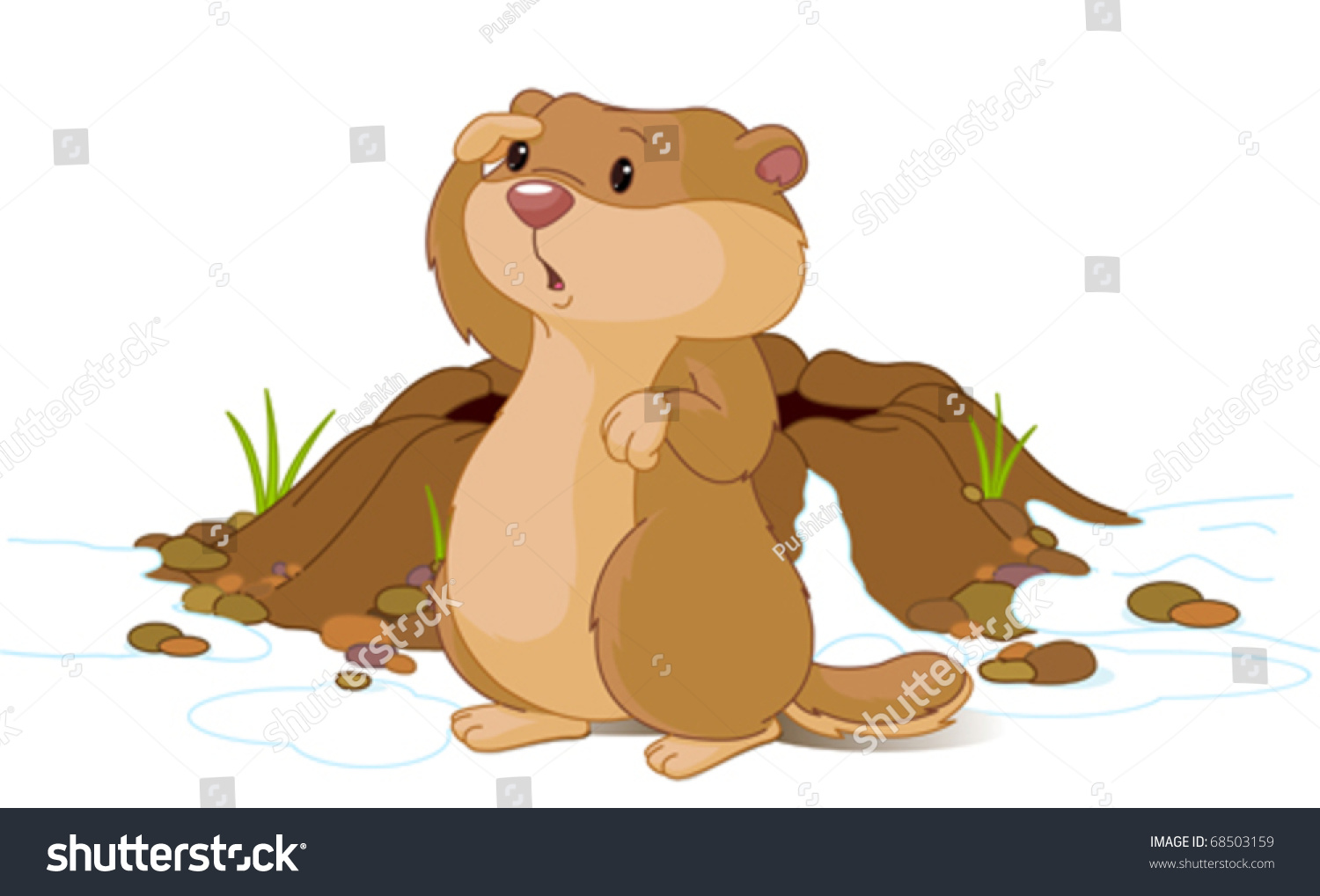 Illustration Groundhog Day Groundhog Looking His Stock Vector 68503159