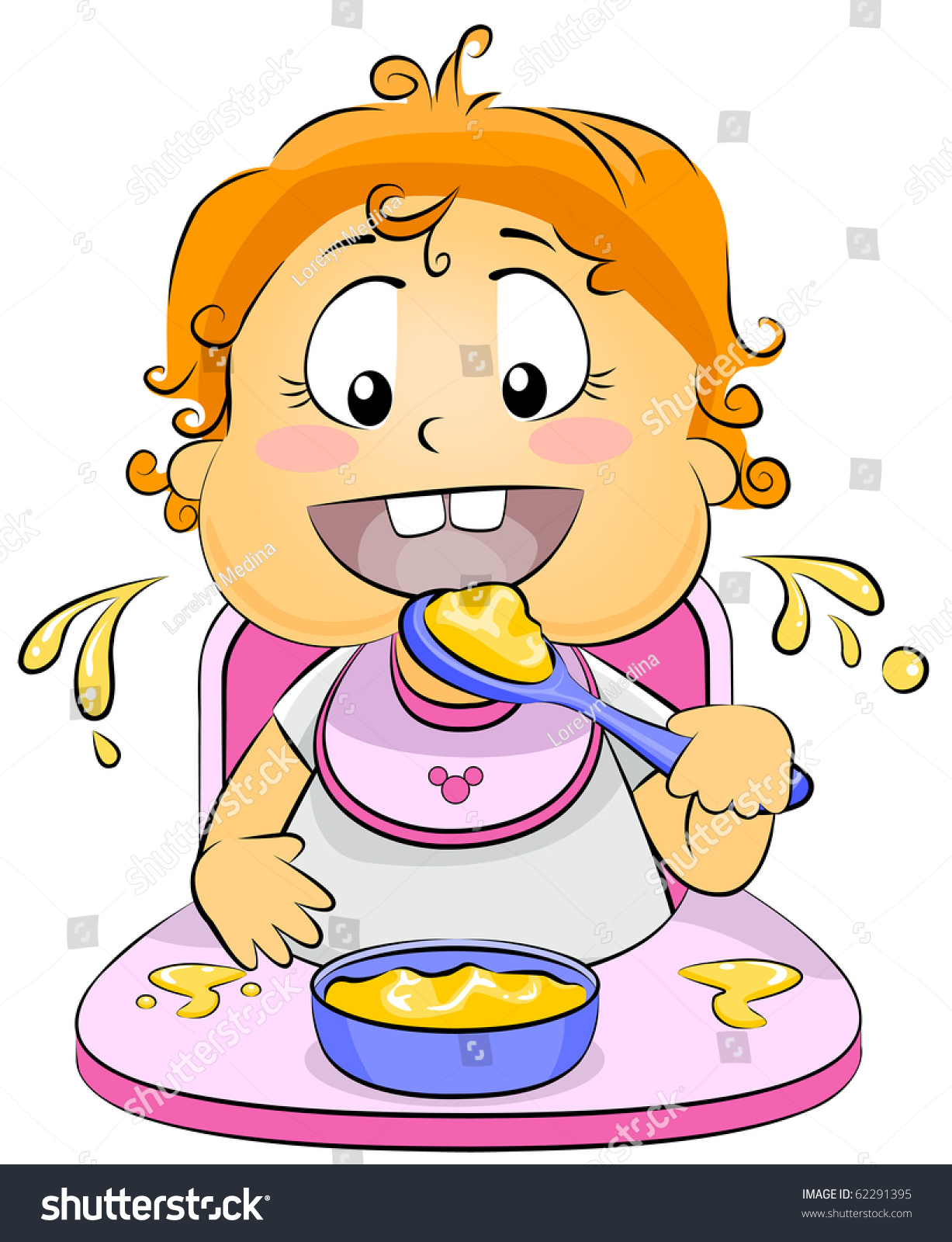 Illustration Of A Baby Eating Baby Food Vector 62291395 Shutterstock