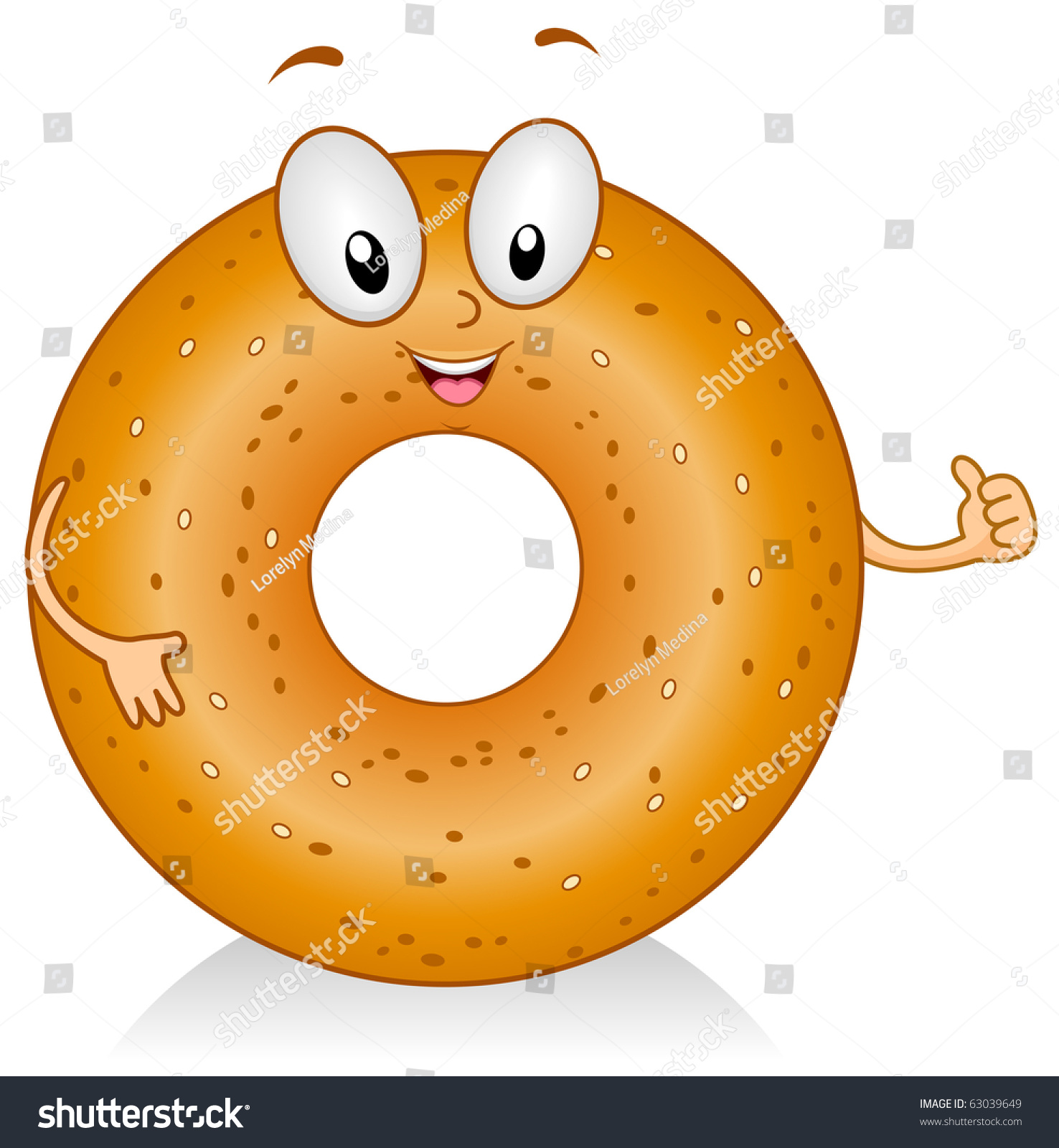 Illustration Bagel Character Giving Thumbs Stock Vector 63039649