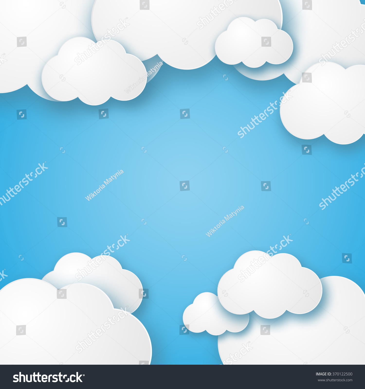 Illustration Of A Beautiful Fluffy Empty Clouds On A Blue Background
