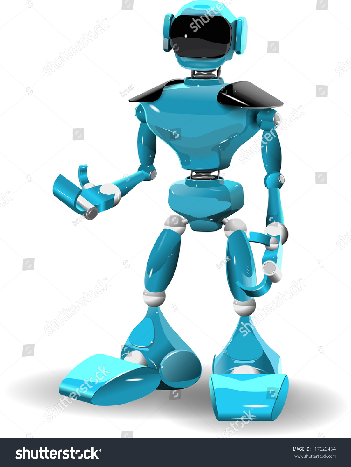 Illustration Blue Robot On White Background Stock Vector 117623464 