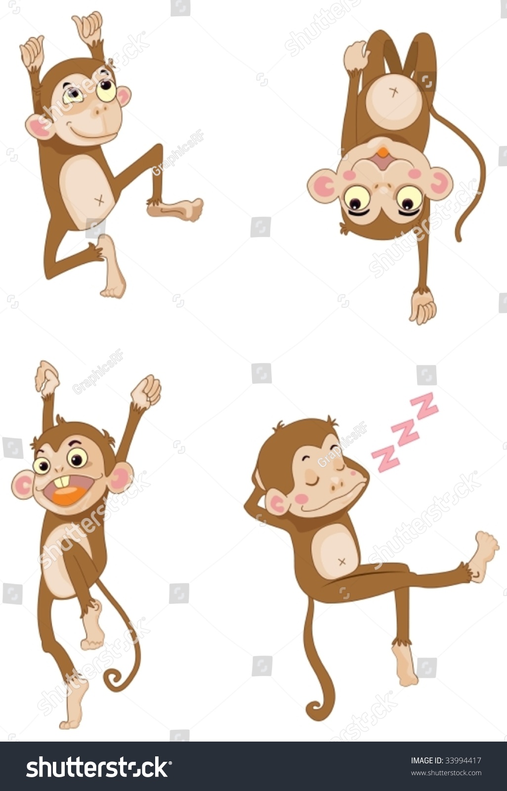 Illustration Of A Cartoon Monkeys On White - 33994417 : Shutterstock