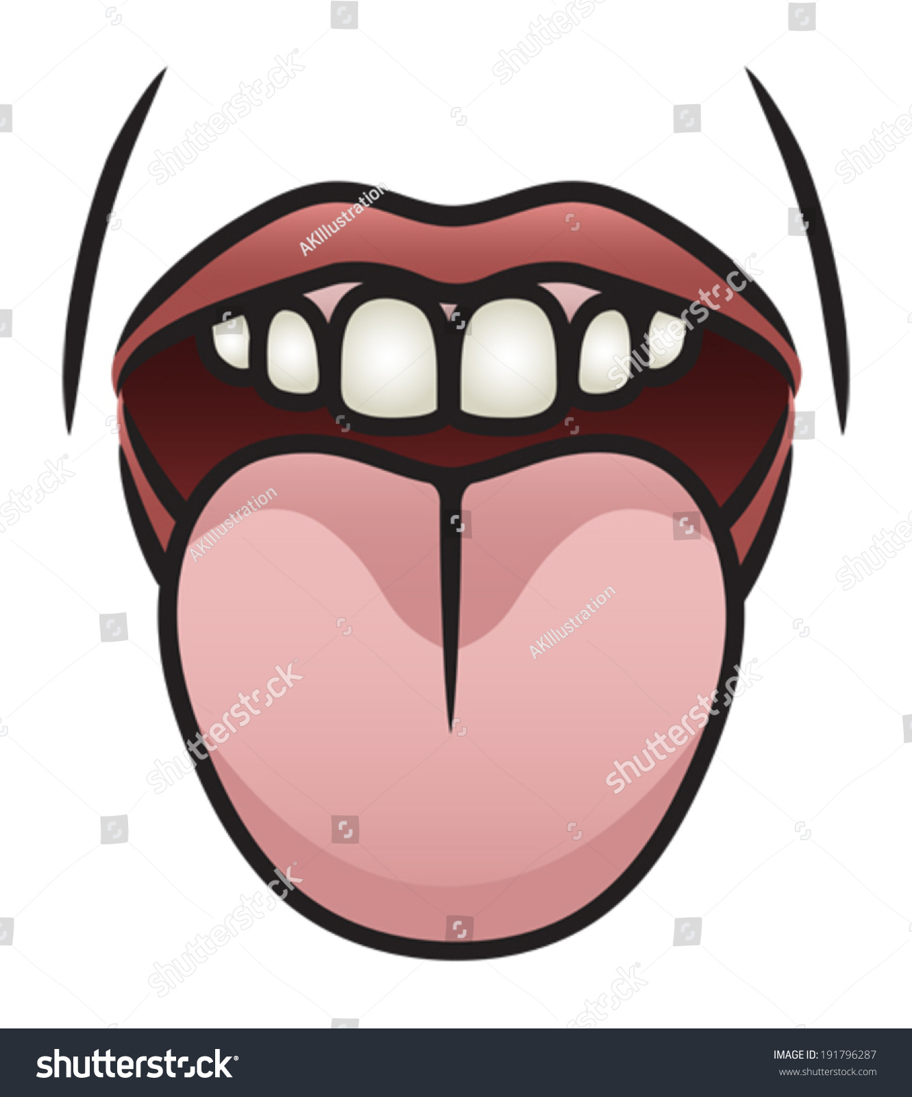 Illustration Cartoon Mouth Sticking Tongue Out Stock Vector