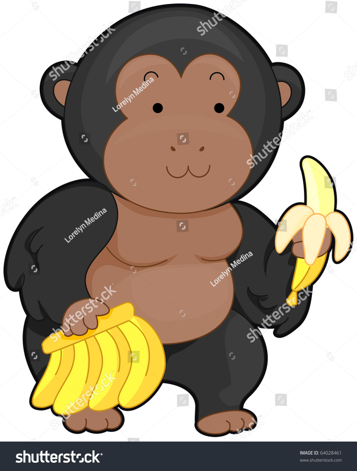 Illustration Of A Cute Gorilla Carrying Bananas 64028461 Shutterstock