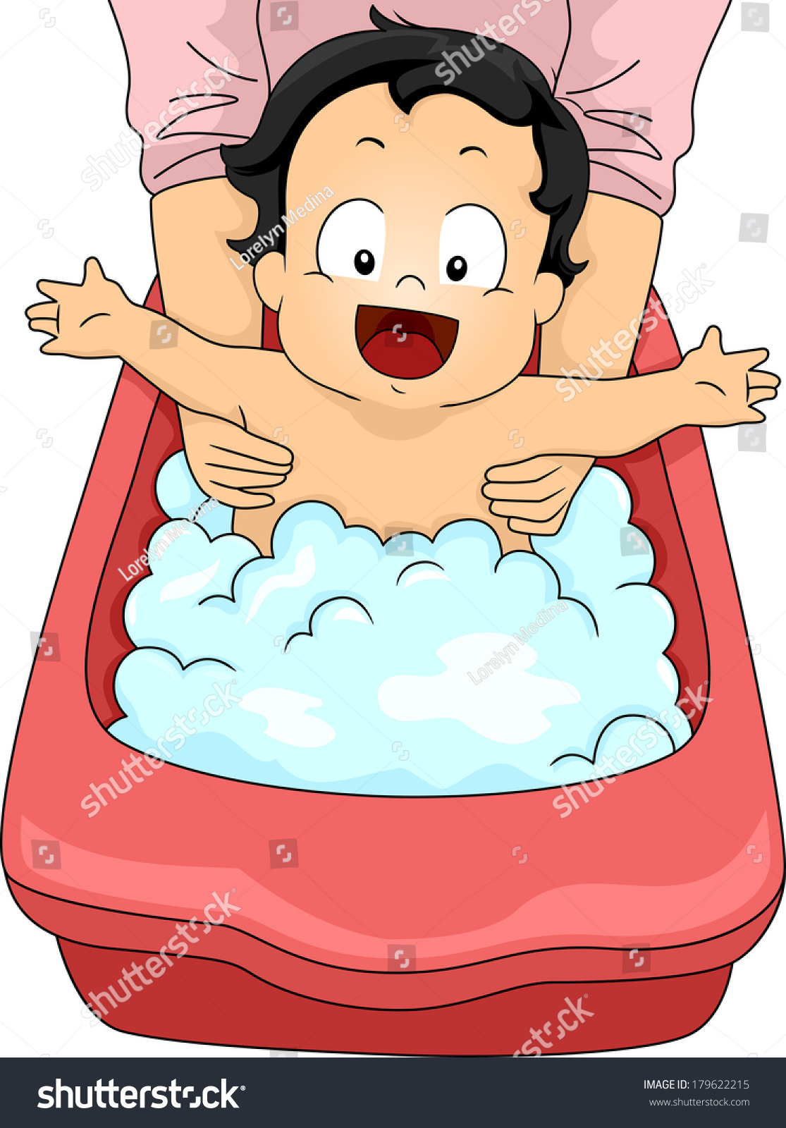 Illustration Of A Happy Baby Babe Taking A Bubble Bath Shutterstock