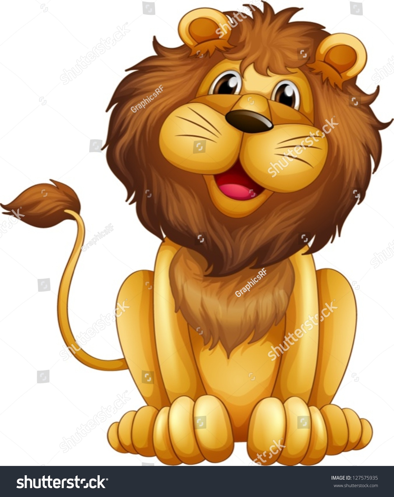 Illustration Happy Lion Sitting Position On Stock Vector 127575935