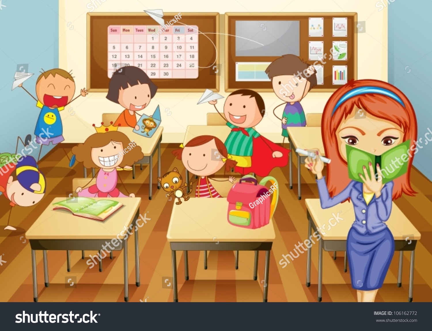 Illustration Kids Studying Classroom Stock Vector 106162772 - Shutterstock