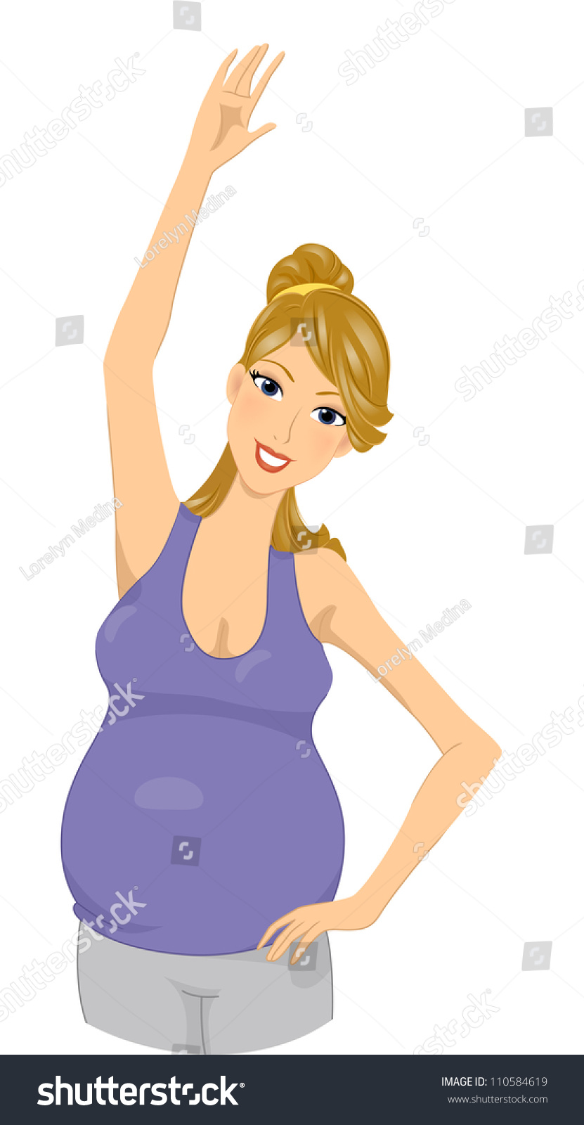 Illustration Pregnant Woman Doing Some Stretching Stock Vector 110584619 Shutterstock
