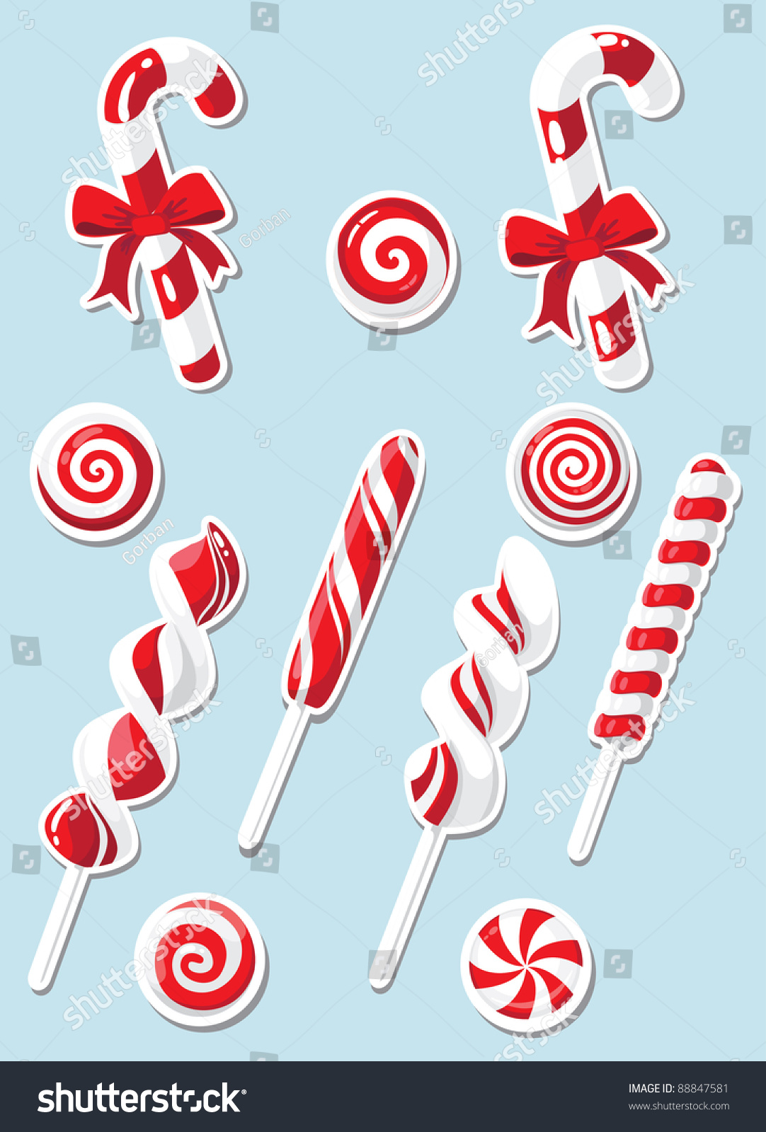 Illustration Of A Set Of Christmas Candy Sticker - 88847581 : Shutterstock