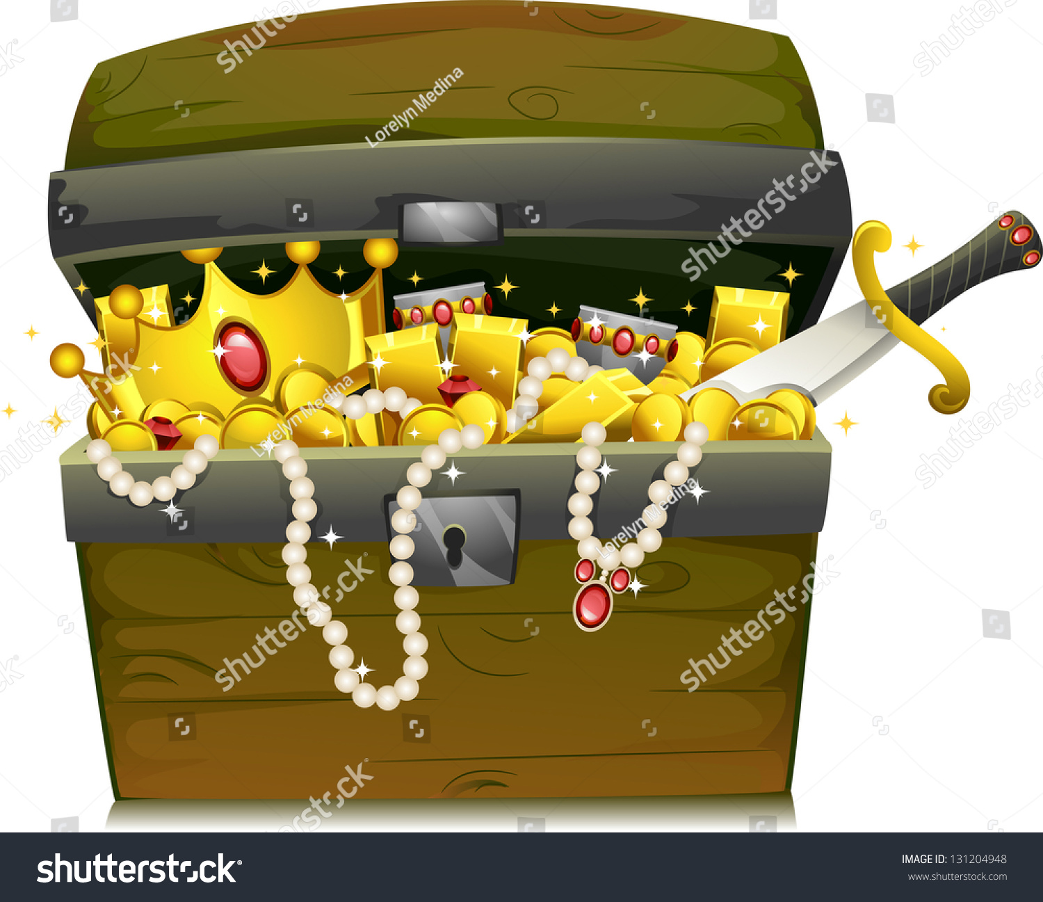 Illustration Of A Treasure Chest Filled With Gold And Jewelry