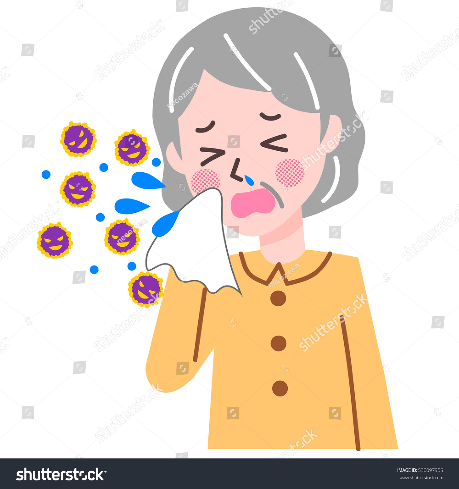 Illustration Of A Woman Sneezing 530097955 Shutterstock