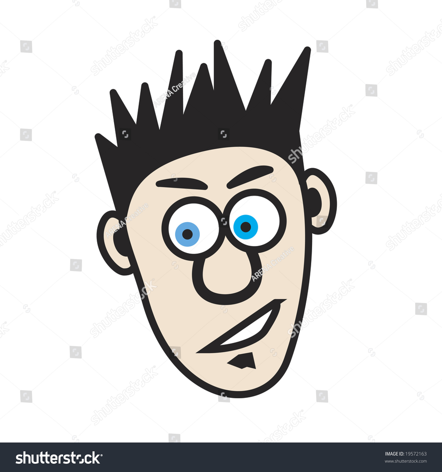 Illustration Of A Young Cartoon Man That Has Spiked Hair And A Soul