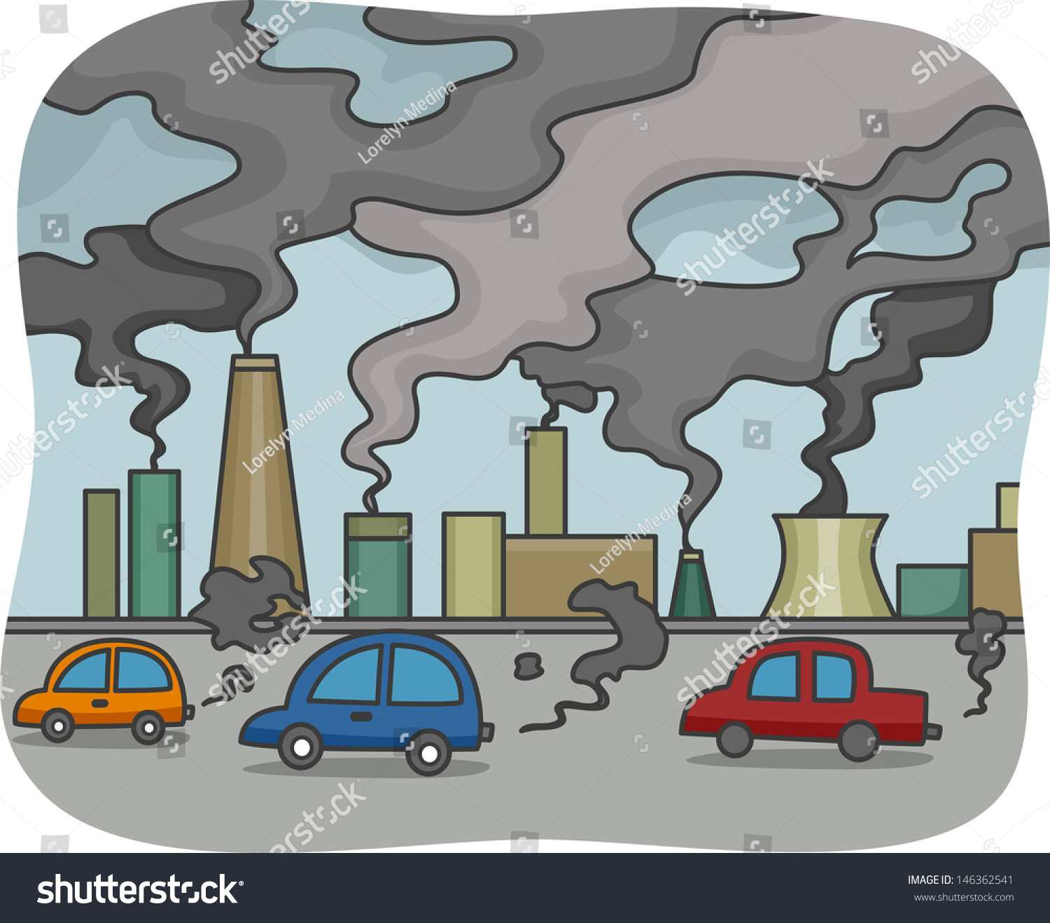 Illustration Air Pollution Stock Vector 146362541 - Shutterstock