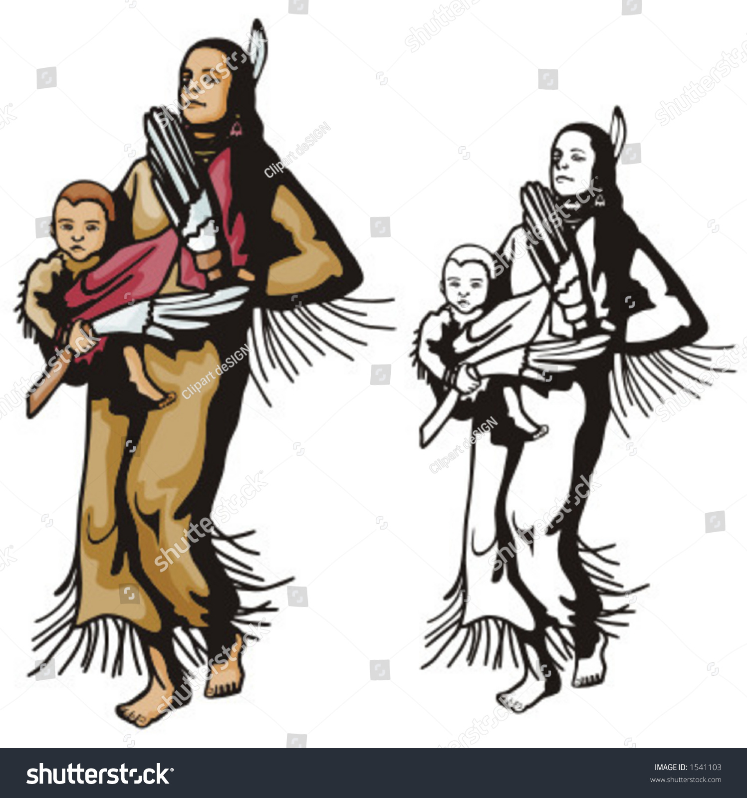 Illustration Indian Mother Holding Baby Stock Vector 1541103 Shutterstock