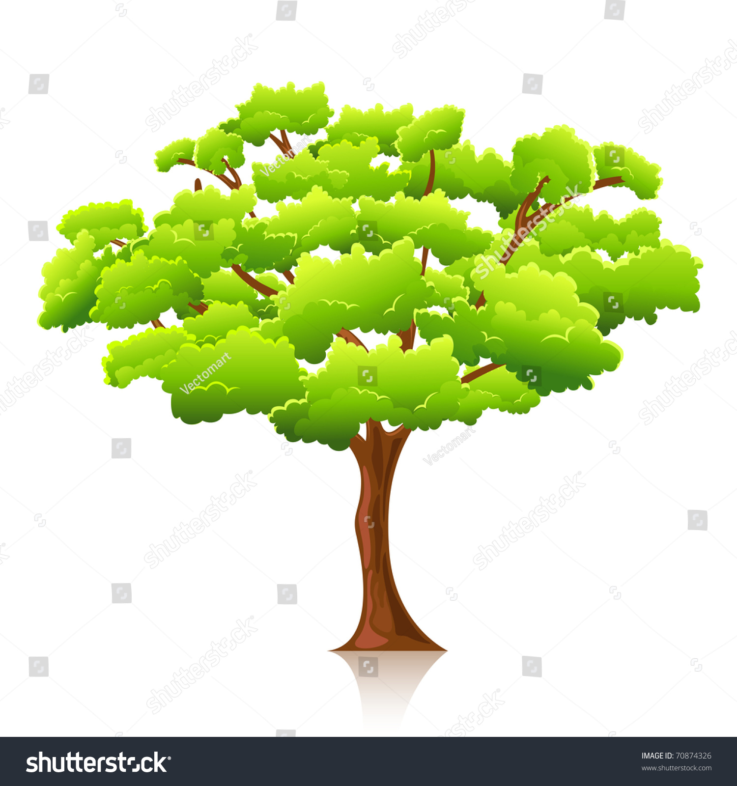 Illustration Big Tree On Isolated White Stock Vector 70874326