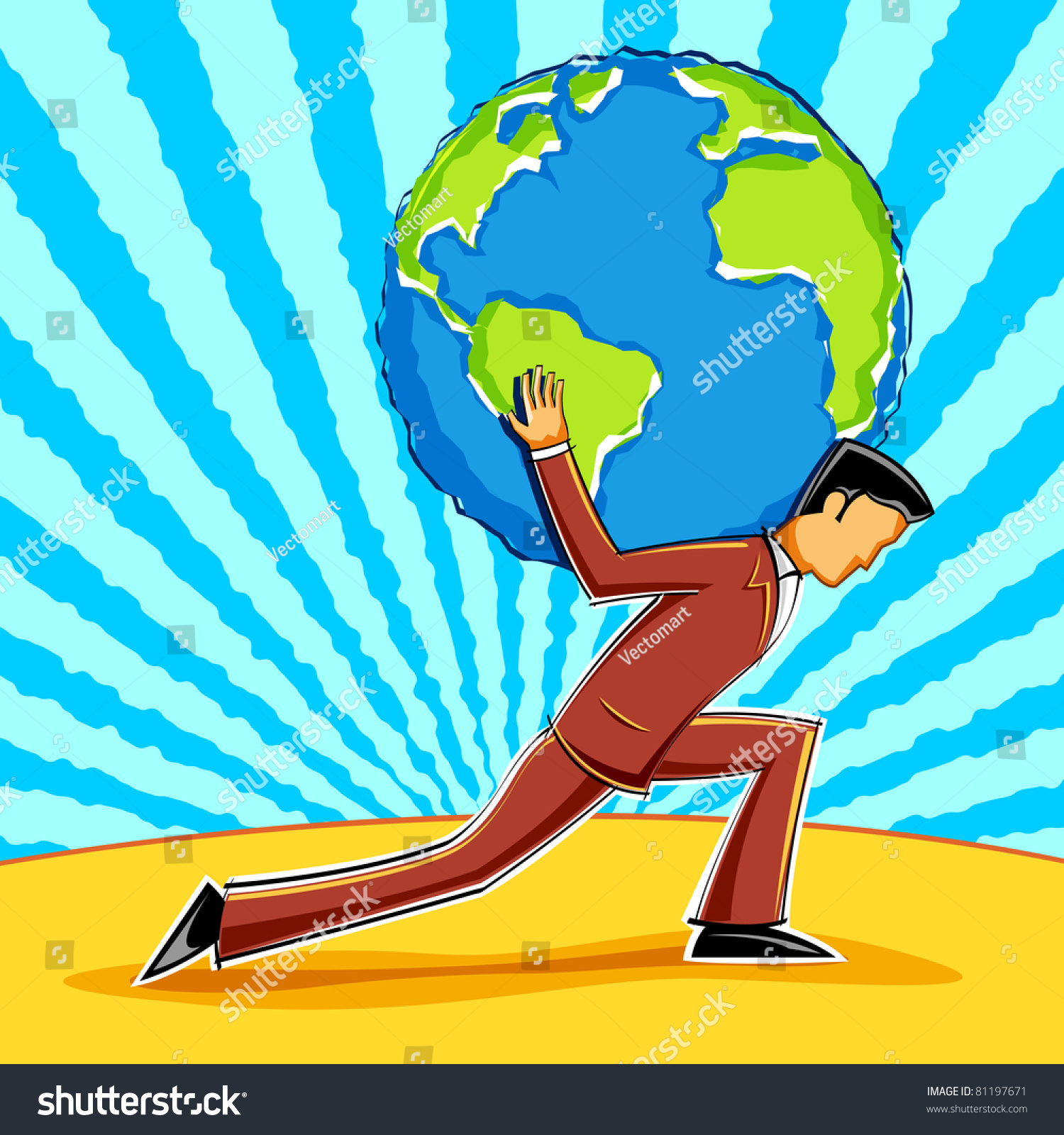 Illustration Business Man Holding Earth On Stock Vector 81197671 