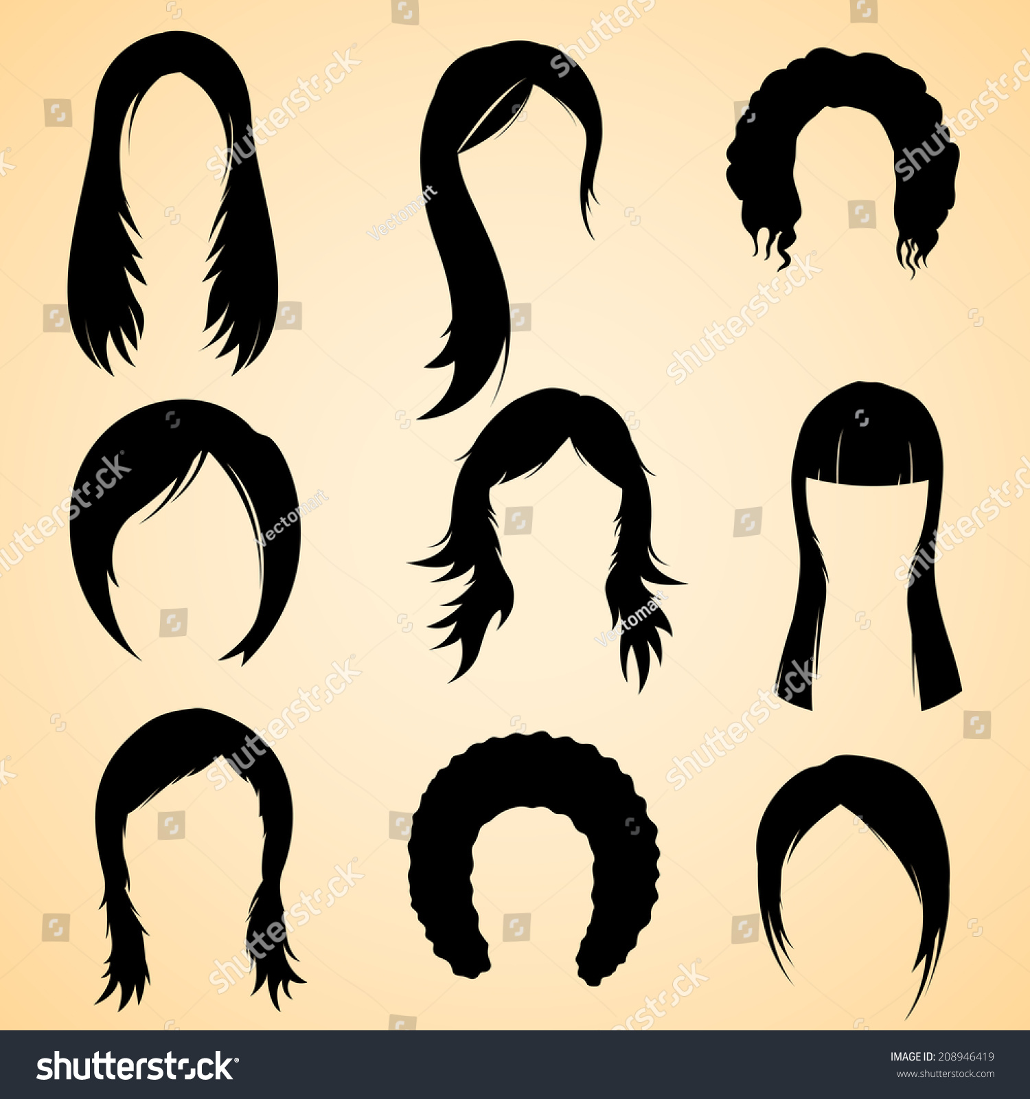 Illustration Of Collection Of Hair Style For Female - 208946419