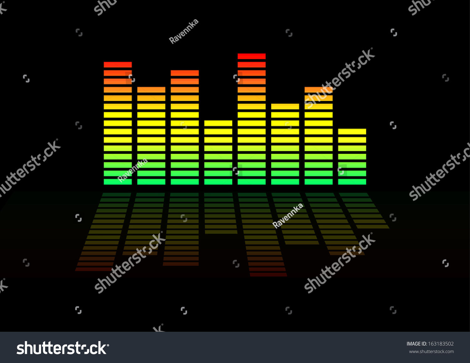 Illustration Of Colorful Musical Bar Showing Volume On Black (Vector