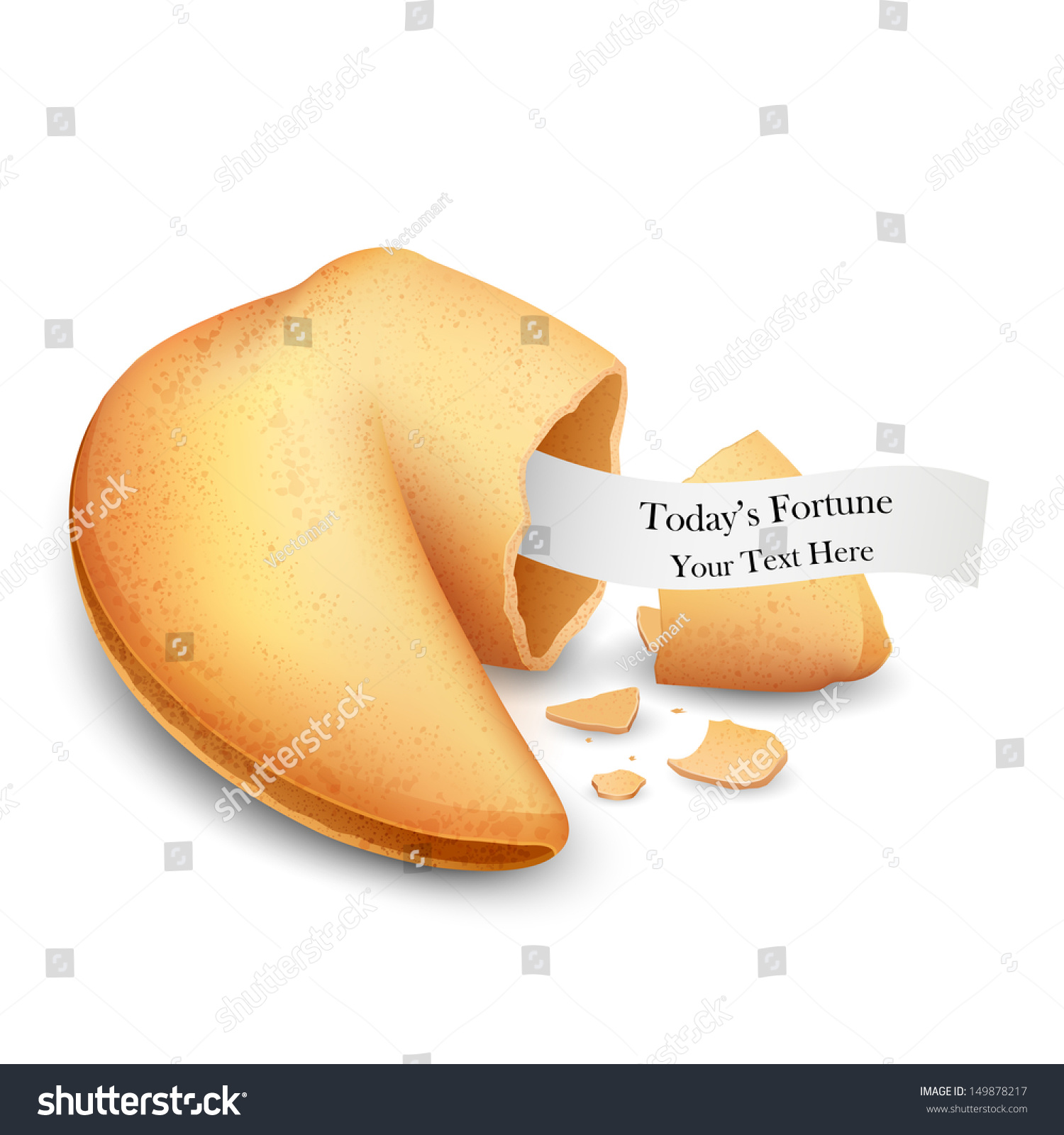 Illustration Cracked Fortune Cookie Place On Stock Vector 149878217