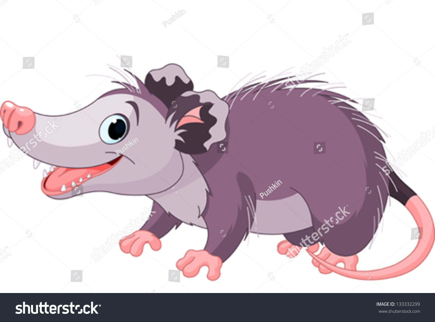 Illustration Cute Cartoon Opossum Stock Vector 133332299 - Shutterstock