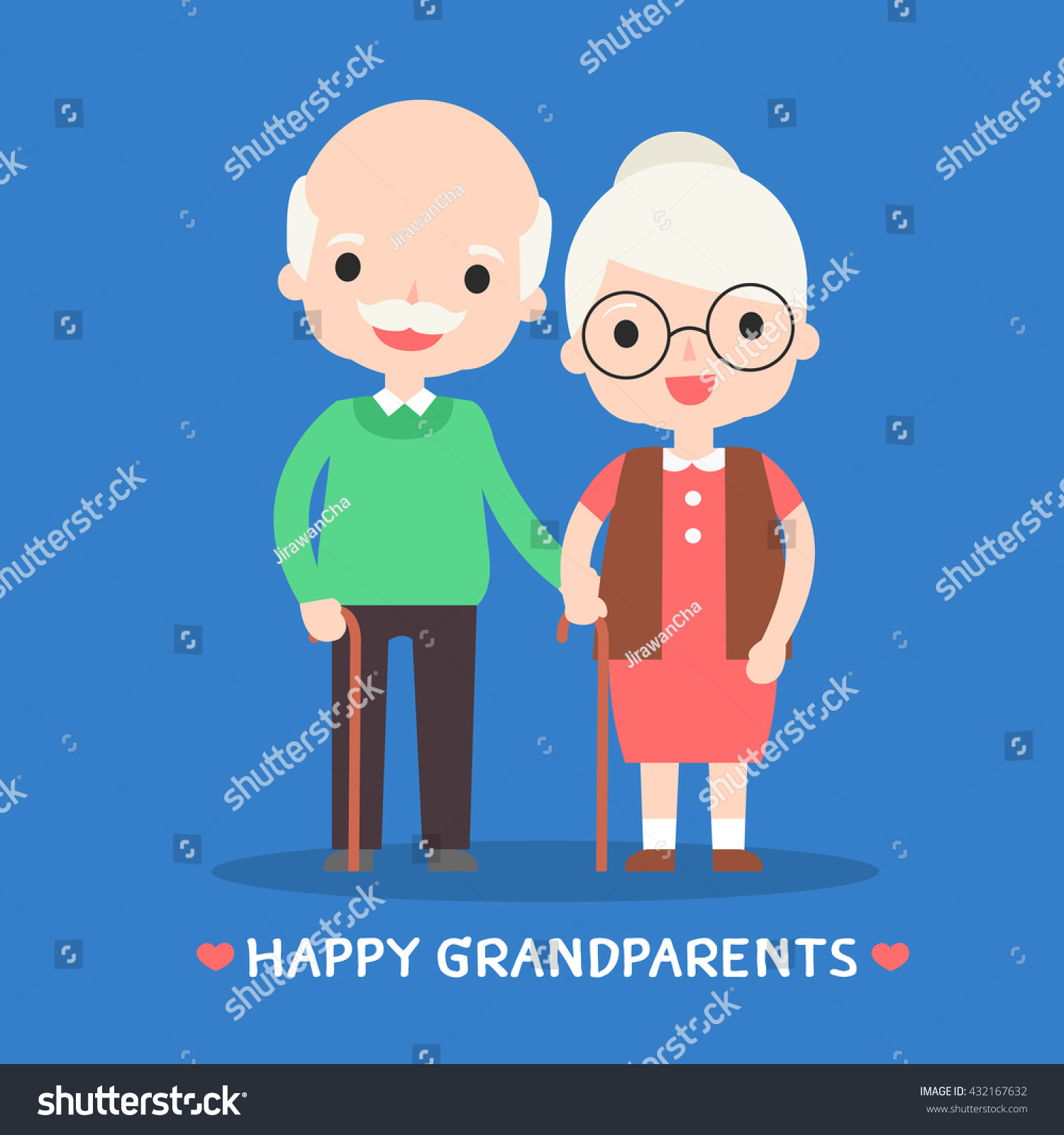 Illustration Of Happy Grandparents - 432167632 : Shutterstock