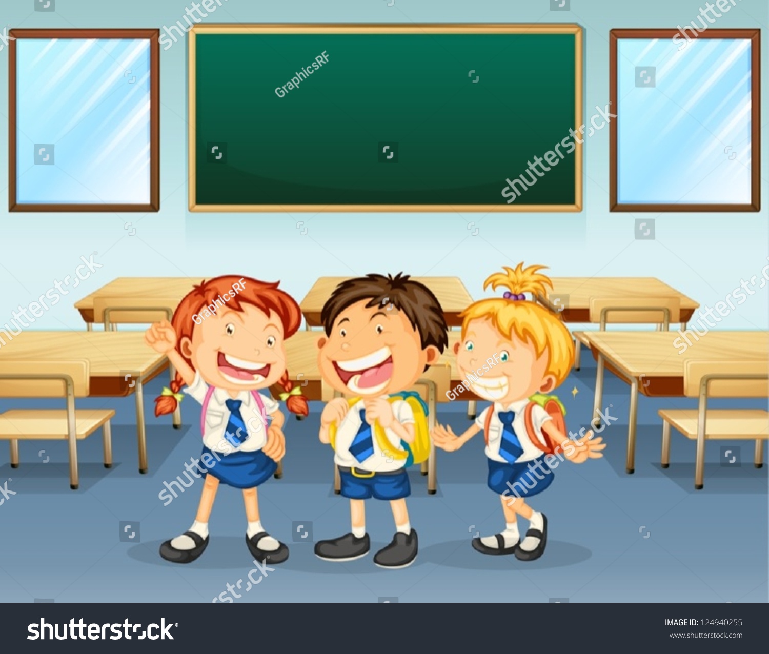 Illustration Of Happy Students Inside The Classroom - 124940255